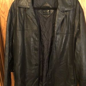 Brown unisex leather jacket size large
